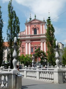 Slowenien-Ljubljana Dreibrücken Kirche